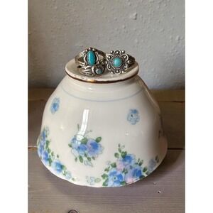Native American Sterling Silver Turquoise Rings Lot of‎ 3 Petite Sz 2.5 3 5